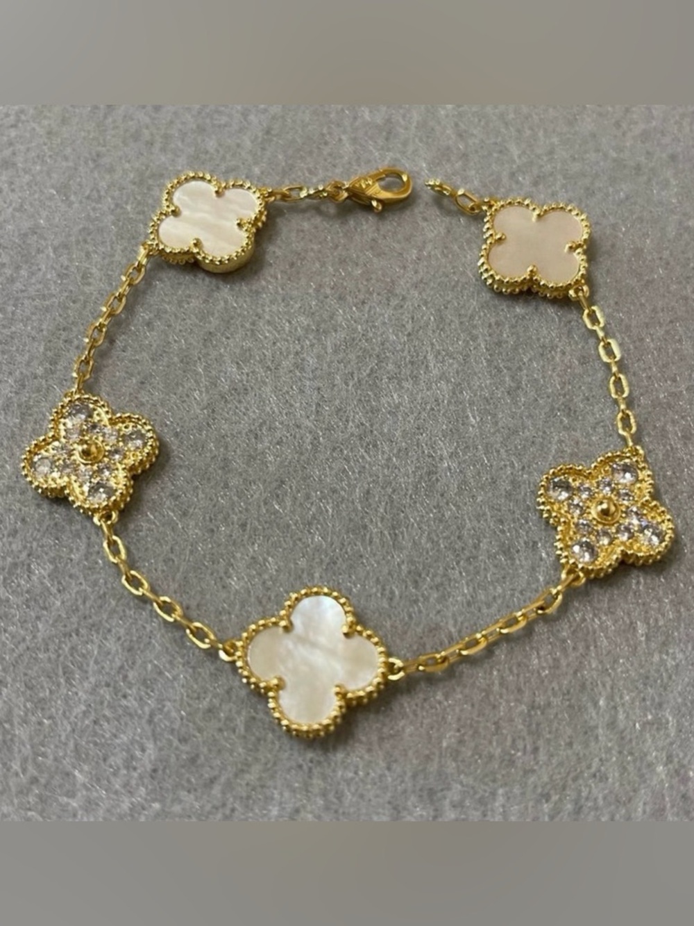 White Clover Alhambra inspired 5 Clover Bracelet